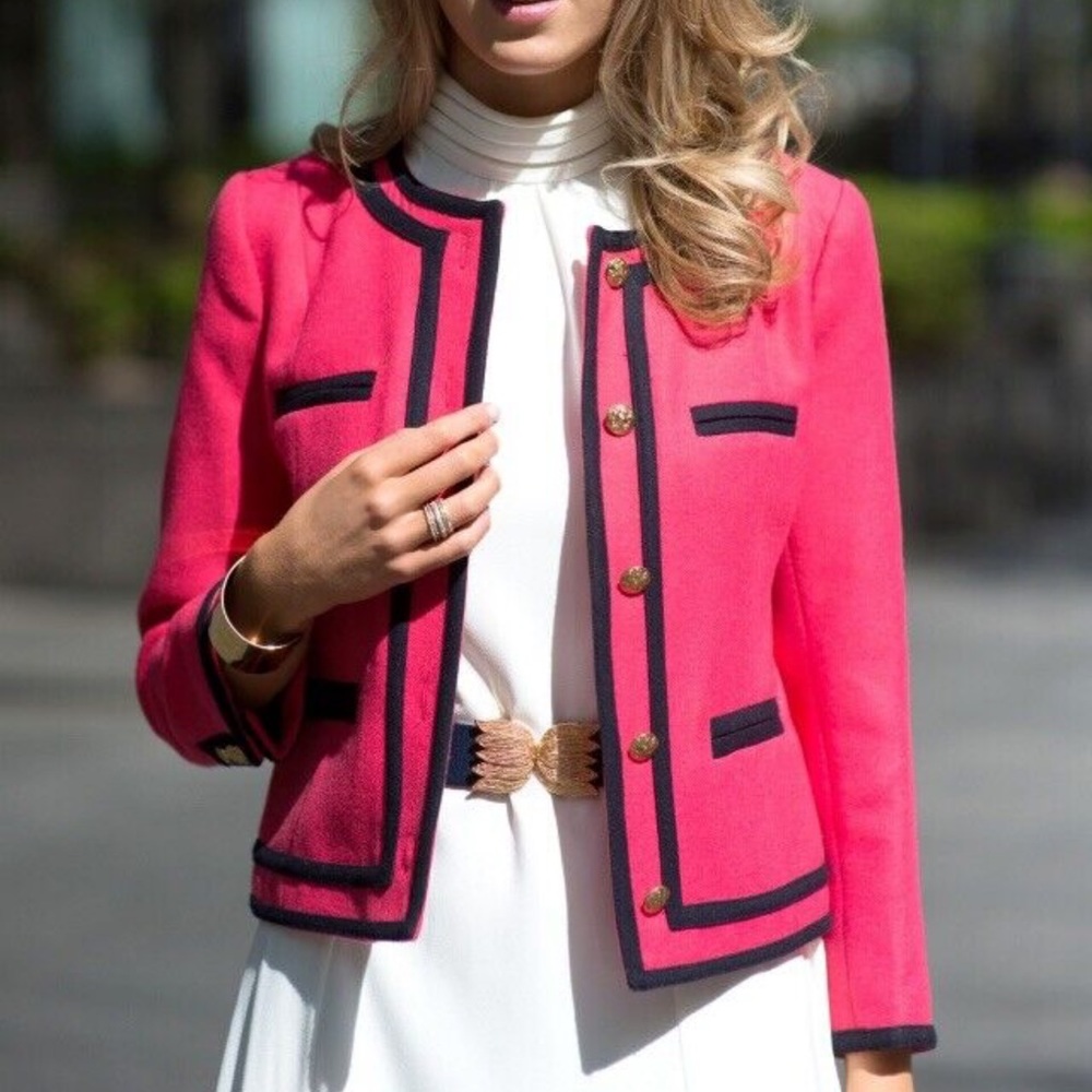 J. Crew Lady Double Serge Berry Wool Blazer Size 0
